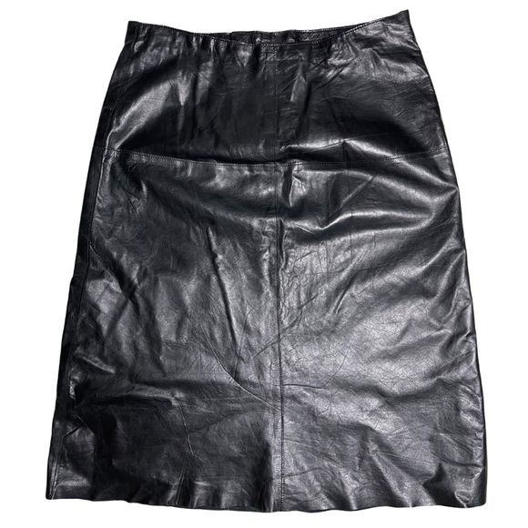 Vintage y2k 90s Genuine Leather Banana Republic Midi Skirt - Picture 5 of 12